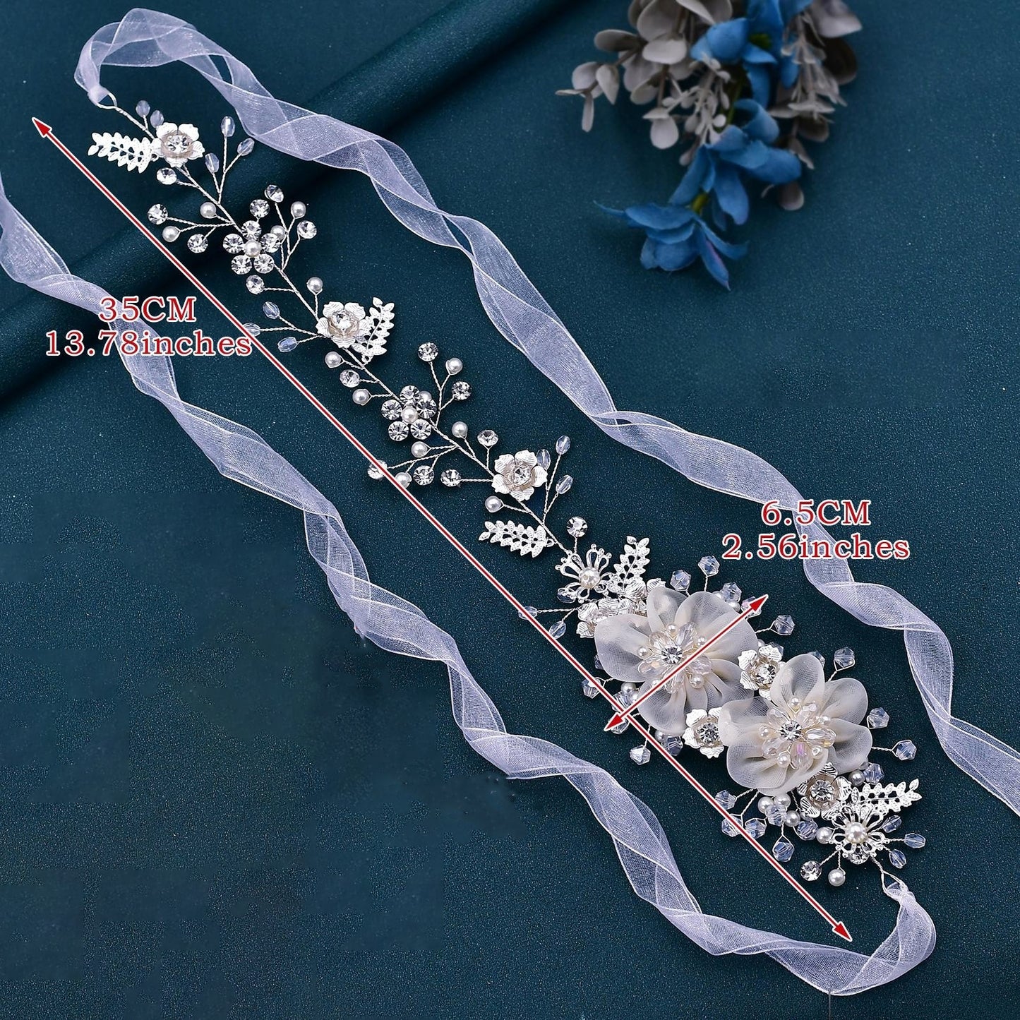 BRIDELLA BHP275 Bride Headdress Organza Flower Headpiece Hair Accessories for Wedding Woman Head Jewelry Bridal Hair Band