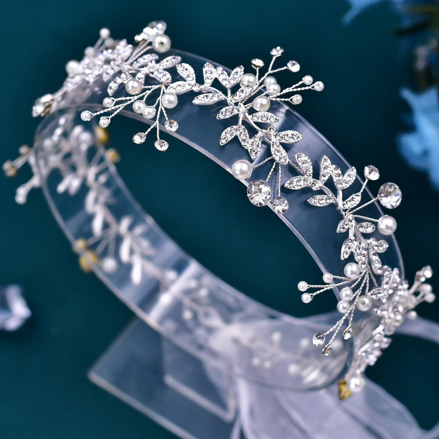 BRIDELLA BHP233 Wedding Rhinestone Headpieces Bride Hair Accessories Alloy Leaf Wedding Hair Vines Headband Wedding Hair Pieces