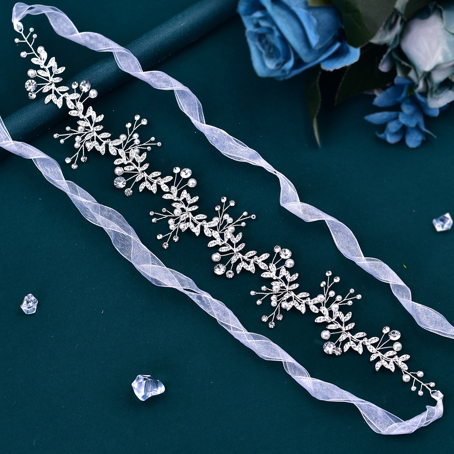 BRIDELLA BHP233 Wedding Rhinestone Headpieces Bride Hair Accessories Alloy Leaf Wedding Hair Vines Headband Wedding Hair Pieces