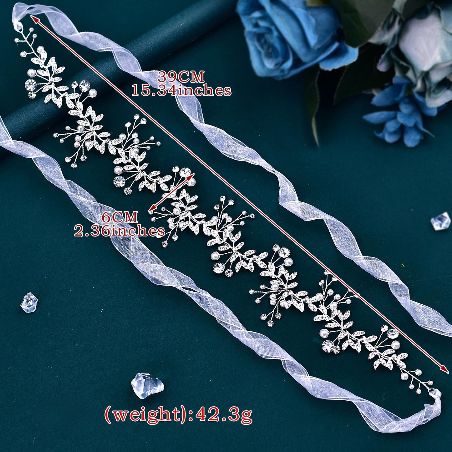 BRIDELLA BHP233 Wedding Rhinestone Headpieces Bride Hair Accessories Alloy Leaf Wedding Hair Vines Headband Wedding Hair Pieces