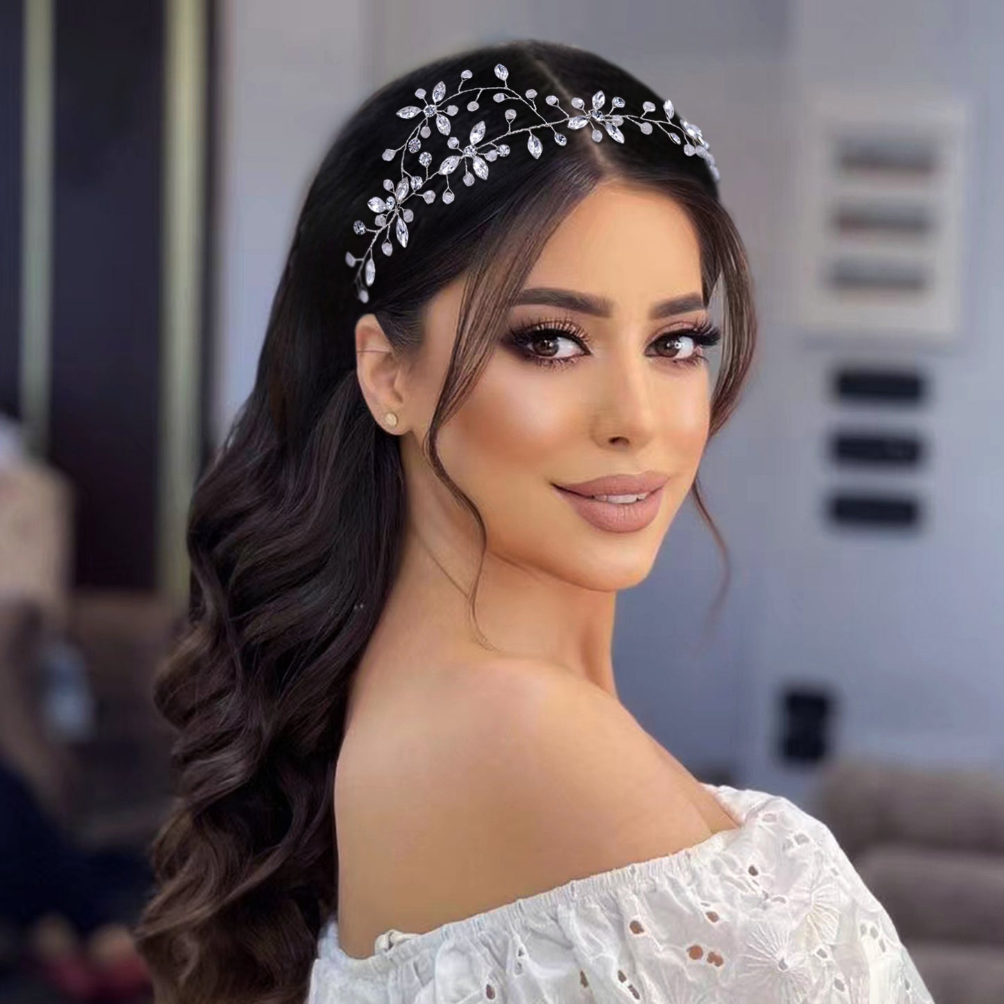 BRIDELLA BHP142 Rhinestone Headband for Girl Bridal Headwear Wedding Hairband Handmade Woman Hair Accessories Bridal Headdress