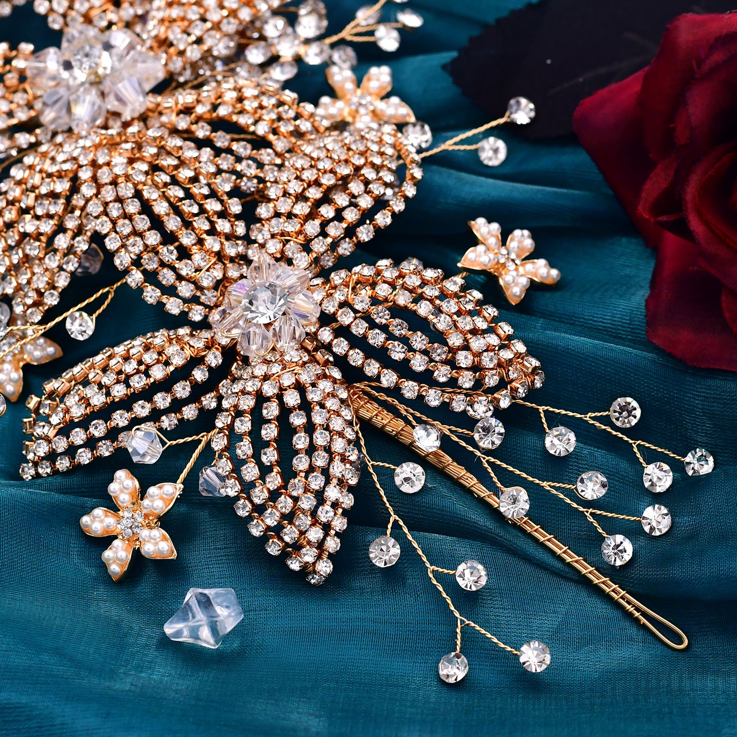 BRIDELLA BHP252 Crystal Bridal Tiara Wedding Headpiece Hair Accessories Bride Hair Jewelry Handmade Rhinestone Flower Headband