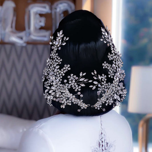 Silvery-Left 1 piece silver rhinestone headwear