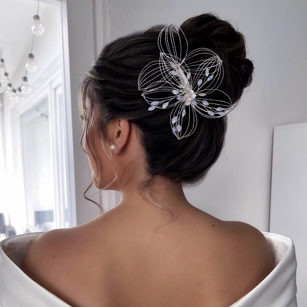 BRIDELLA BHP257 Hollow Leaf Bridal Comb Headwear Opal Rhinestone Hair Jewelry Wedding Hair Accessories Bridesmaid Bride Headdress