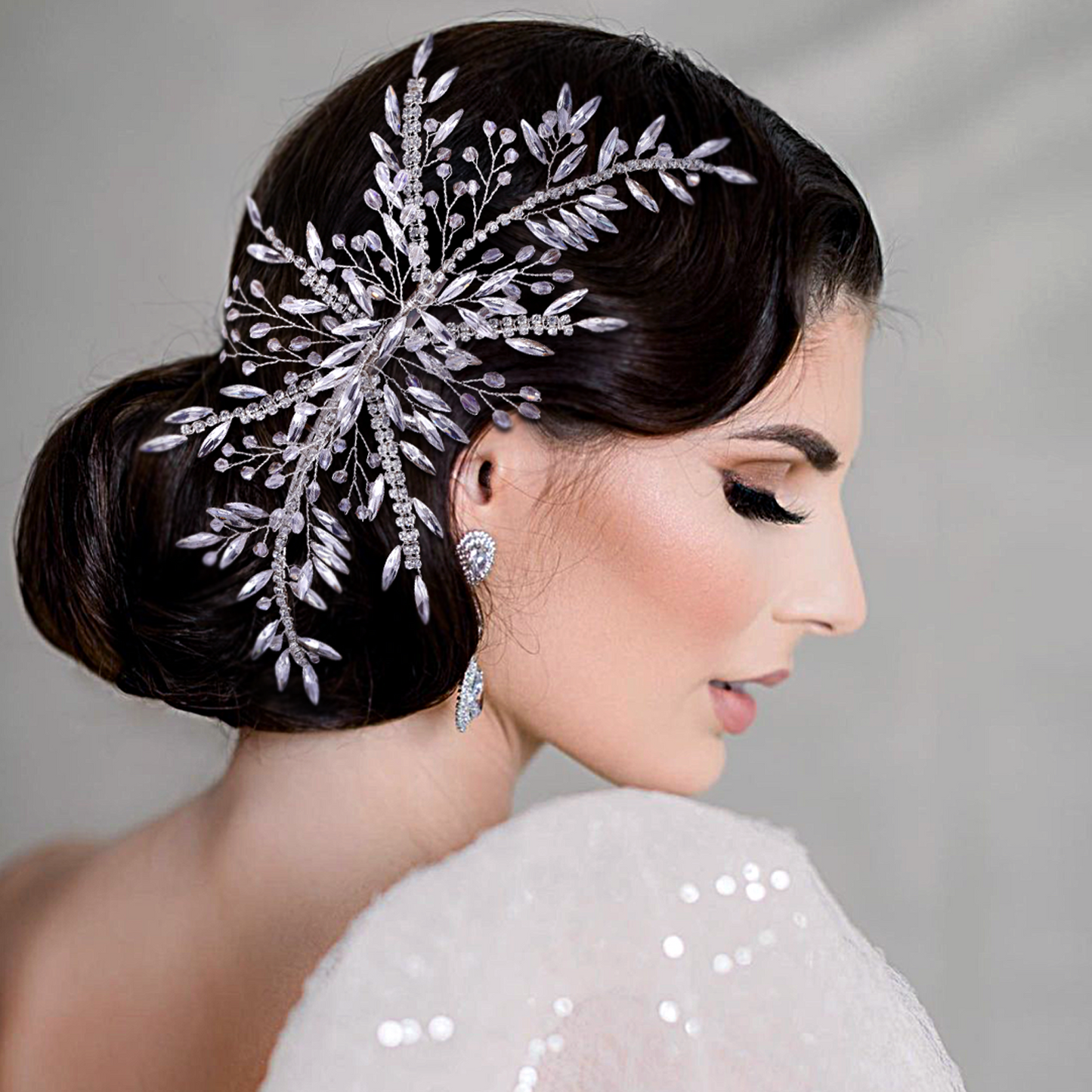 BRIDELLA BHP287 Rhinestone Woman Hair Clips Bridal Headwear Bride Headpiece Party Wedding Hair Accessories Crystal Girl Hairpin