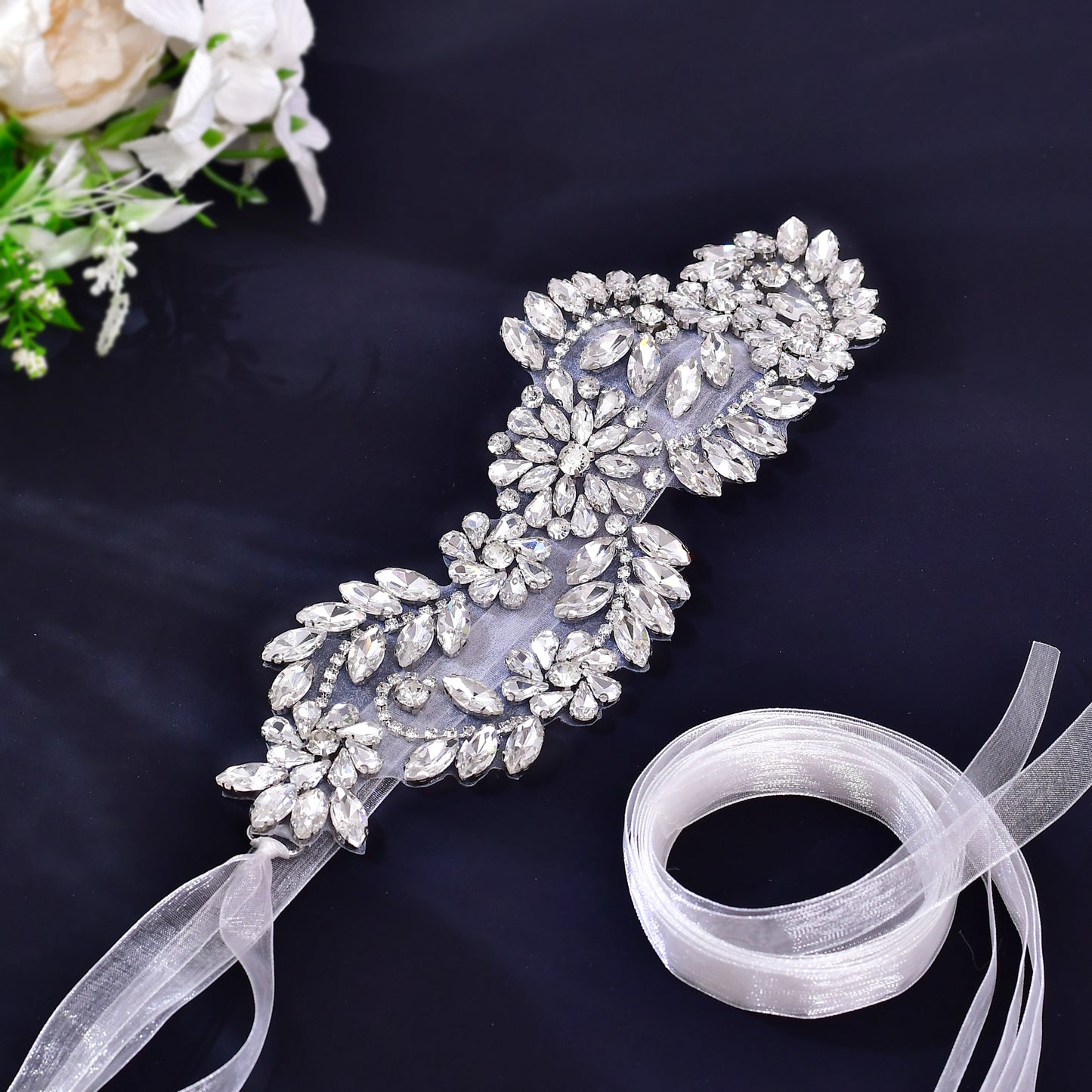 BRIDELLA BS231 Luxurious High-End Womens Rhinestone Belt Wedding Bridesmaid Glass Sparkling Diamond Shining Brightly