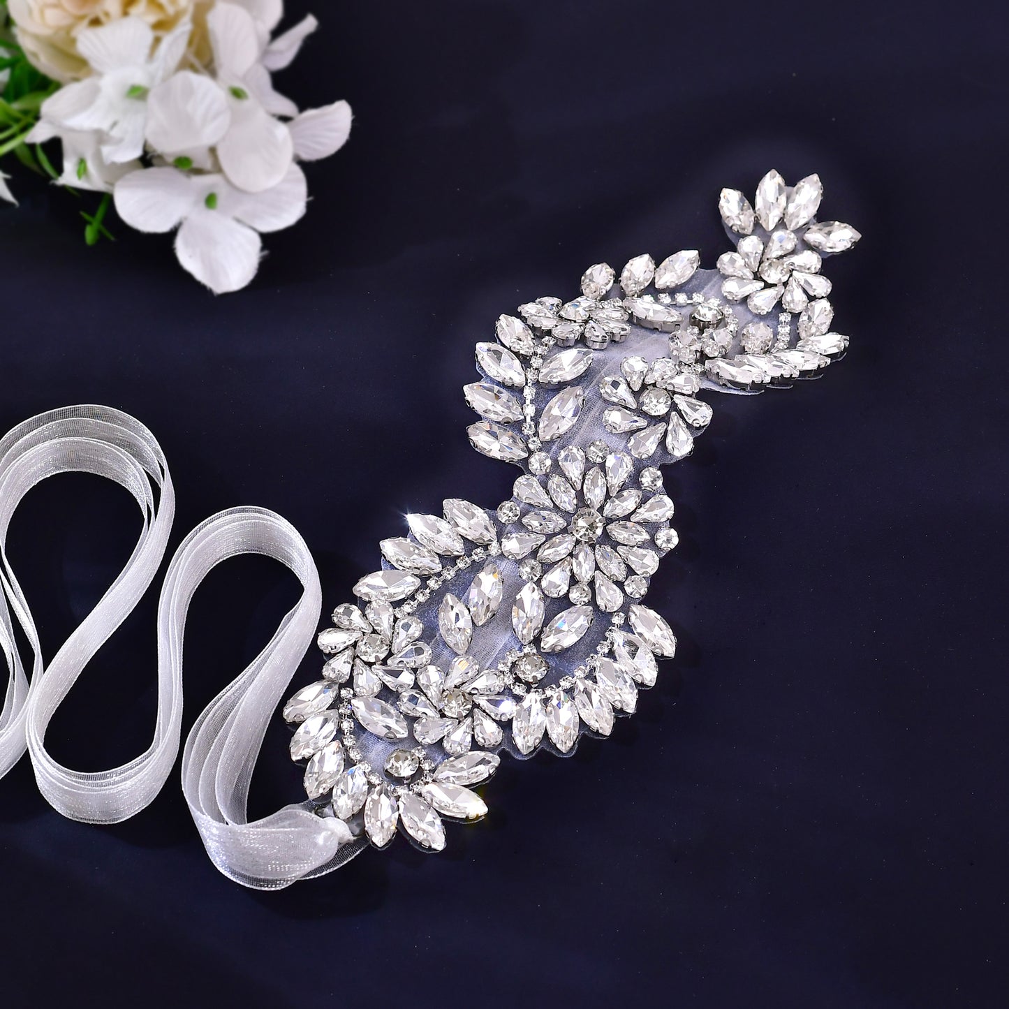 BRIDELLA BS231 Luxurious High-End Womens Rhinestone Belt Wedding Bridesmaid Glass Sparkling Diamond Shining Brightly