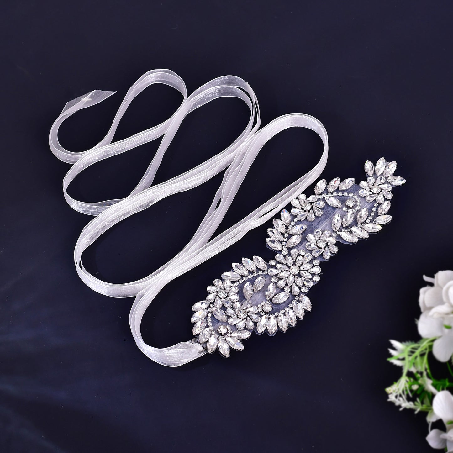 BRIDELLA BS231 Luxurious High-End Womens Rhinestone Belt Wedding Bridesmaid Glass Sparkling Diamond Shining Brightly