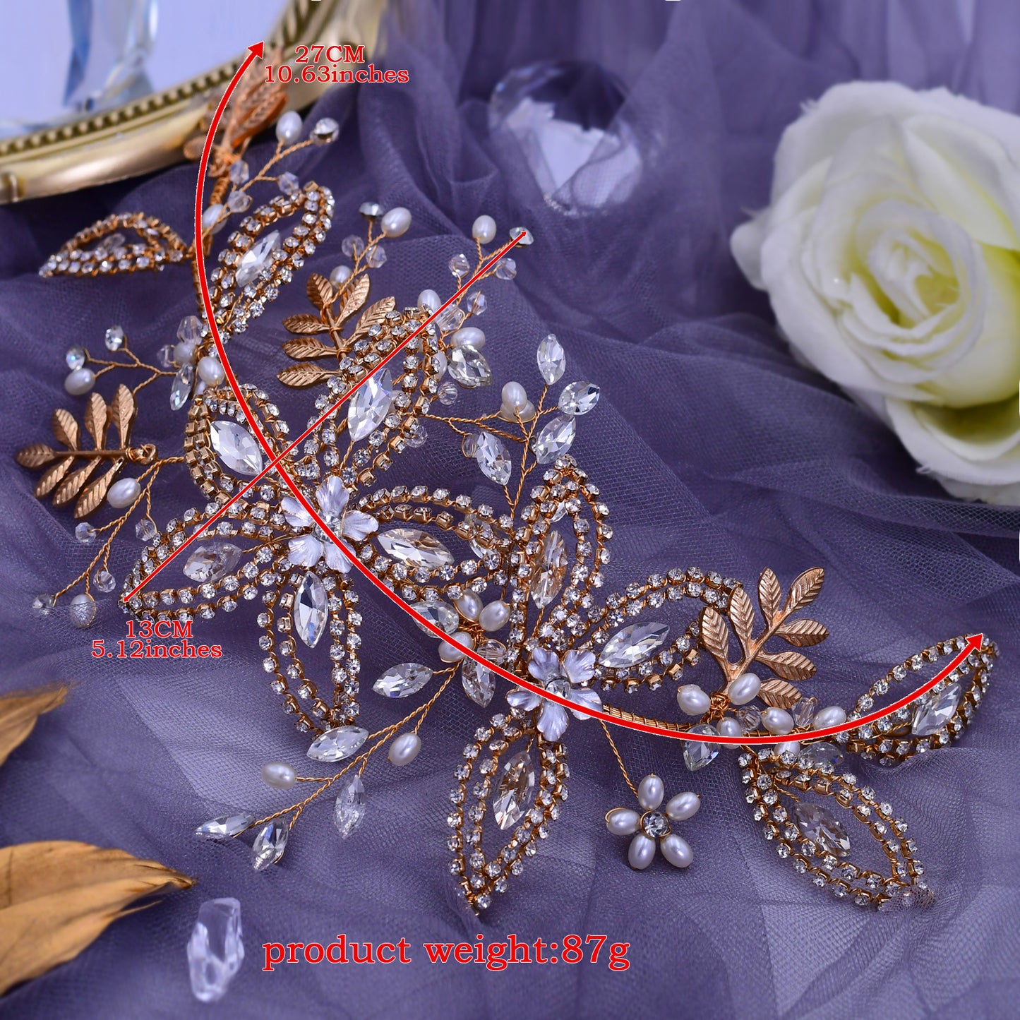 BRIDELLA BHP305 Alloy Leaves Bridal Headband Rhinestone Headpiece Wedding Hair Accessories Bridal Tiara Bride Hair Jewelry