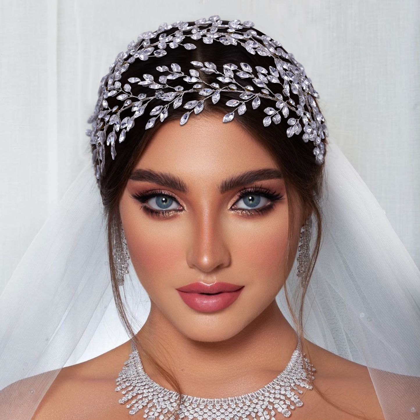 BRIDELLA BHP308 Rhinestone Headbands for Women Wedding Hair Tiara and Crown Luxury Bridal Hair Accessories Bride Headdresses