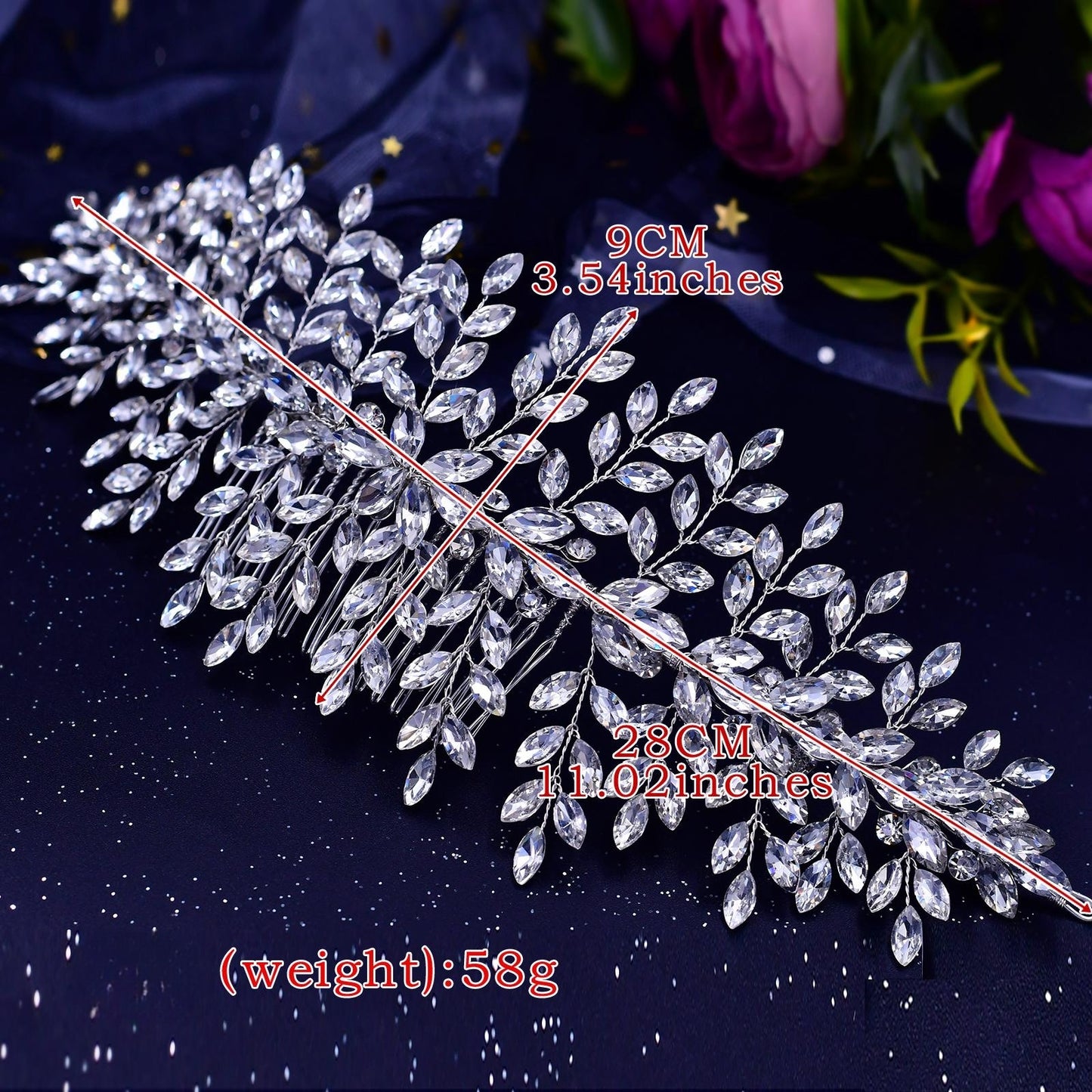 BRIDELLA BHP311 Bridal Headpieces Bridal Hair Combs for Adult Rhinestone Bridal Hair Clips Wedding Side Hair Comb Hair Pieces