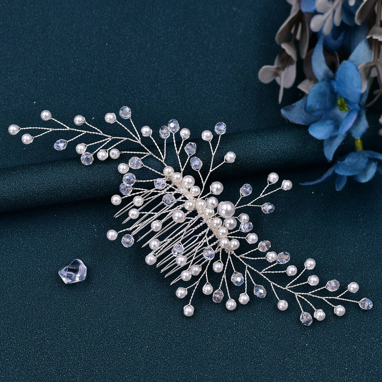 BRIDELLA BHP341 Elegant Pearl Hair Comb for Woman Crystal Bridal Headpiece Hair Clips Wedding Hair Accessories Bride Headwear