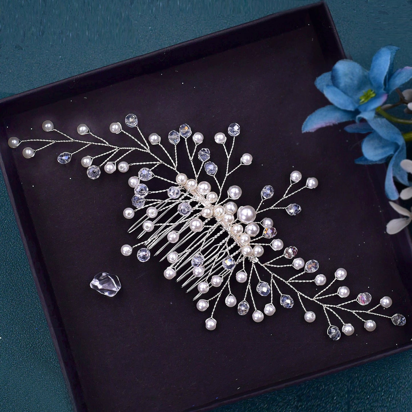 BRIDELLA BHP341 Elegant Pearl Hair Comb for Woman Crystal Bridal Headpiece Hair Clips Wedding Hair Accessories Bride Headwear