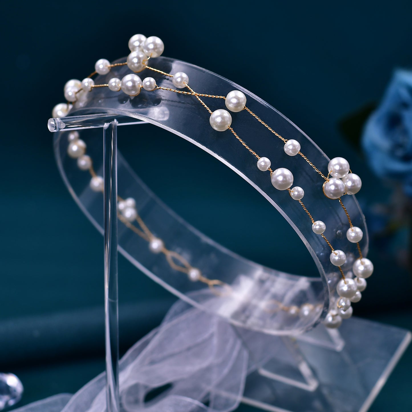 BRIDELLA BHP36 Pearls Headband for Girls Bridal Hair Accessories Woman Hair Vine Headpiece Wedding Headdress Bridesmaids Gift