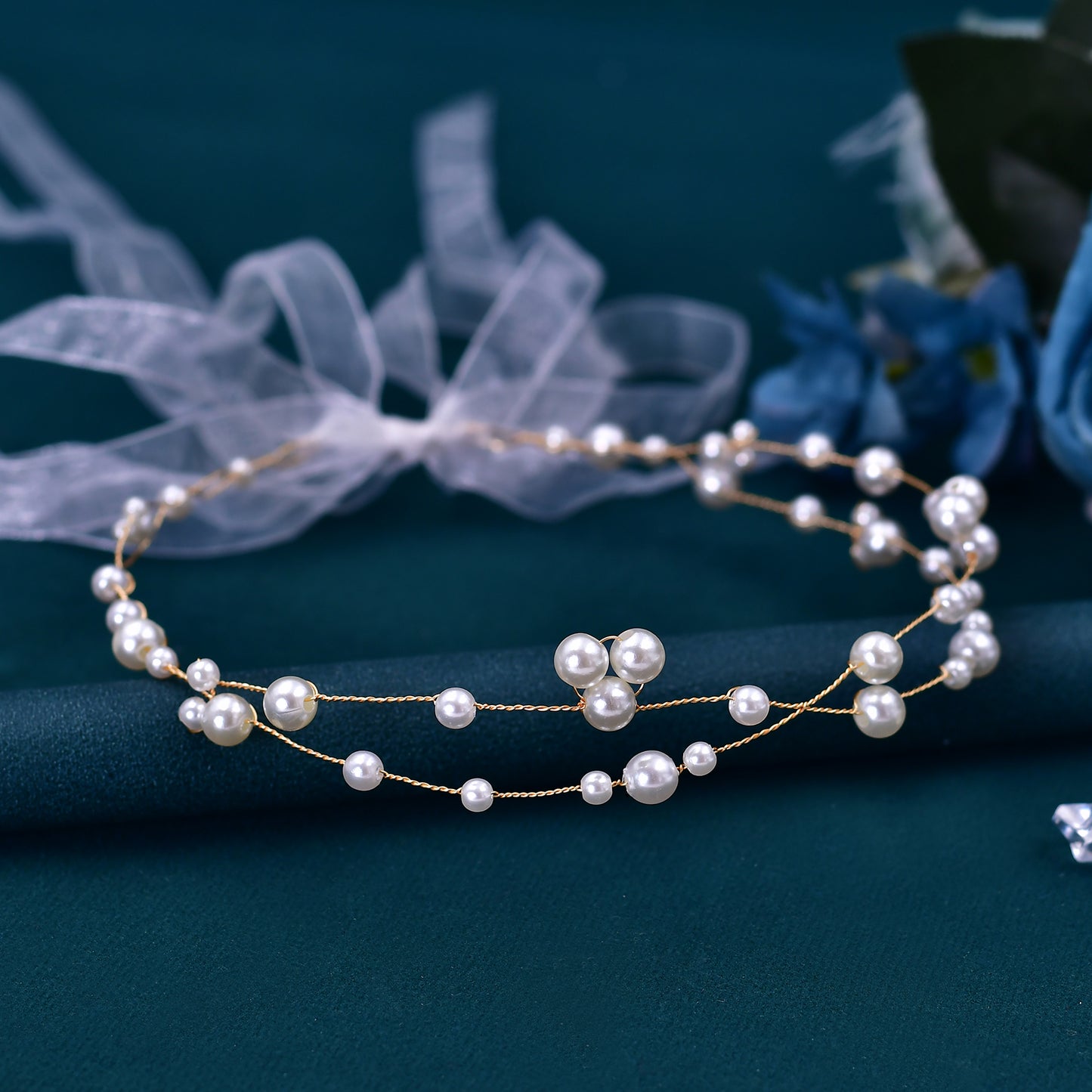 BRIDELLA BHP36 Pearls Headband for Girls Bridal Hair Accessories Woman Hair Vine Headpiece Wedding Headdress Bridesmaids Gift
