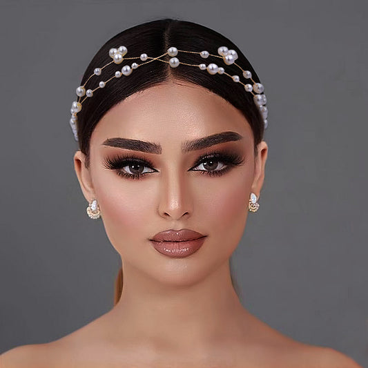 BHP36 silver pearl headband