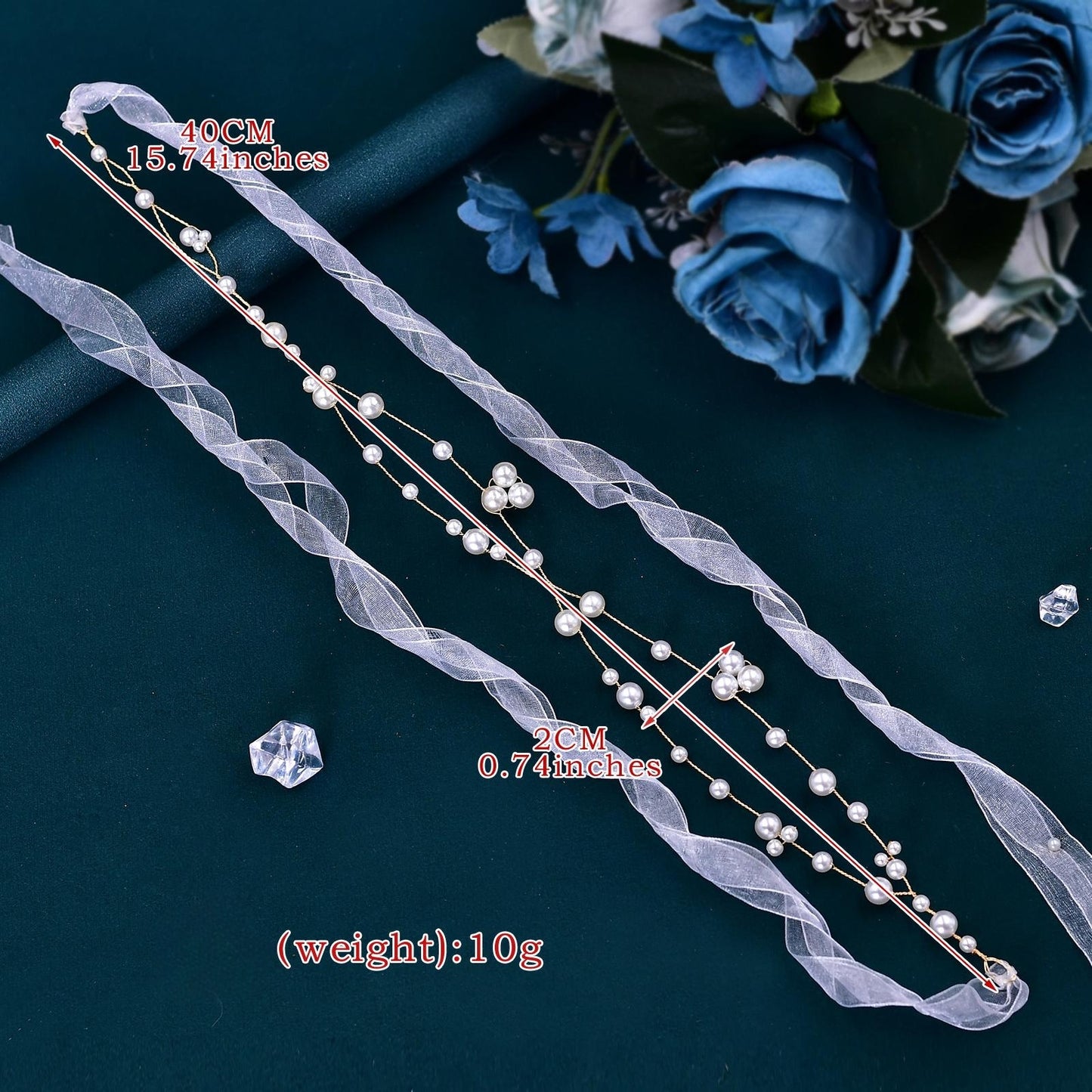 BRIDELLA BHP36 Pearls Headband for Girls Bridal Hair Accessories Woman Hair Vine Headpiece Wedding Headdress Bridesmaids Gift