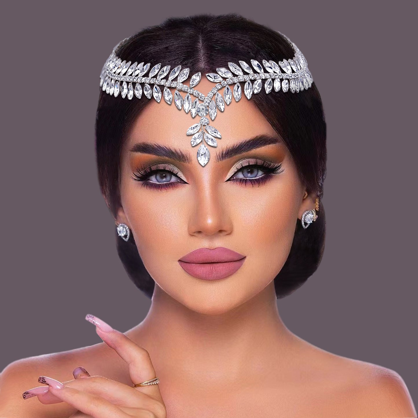 BRIDELLA BHP529 Forehead Headband for Bride Rhinestone Head Chain Woman Tiara Wedding Hair Accessories Jewelry Bride Headdress