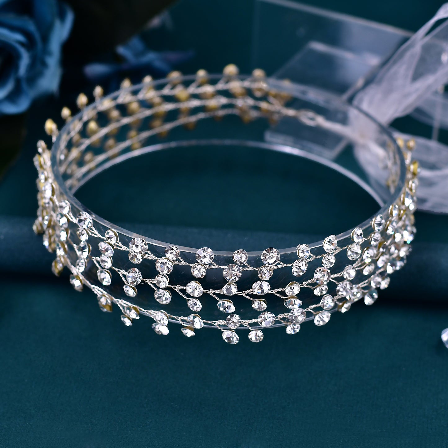 BRIDELLA BHP552 Wedding Bridal Hair Vine Headband Woman Headpiece Shiny Bride Multi-layer Headdress for Girl Bridesmaids Headband