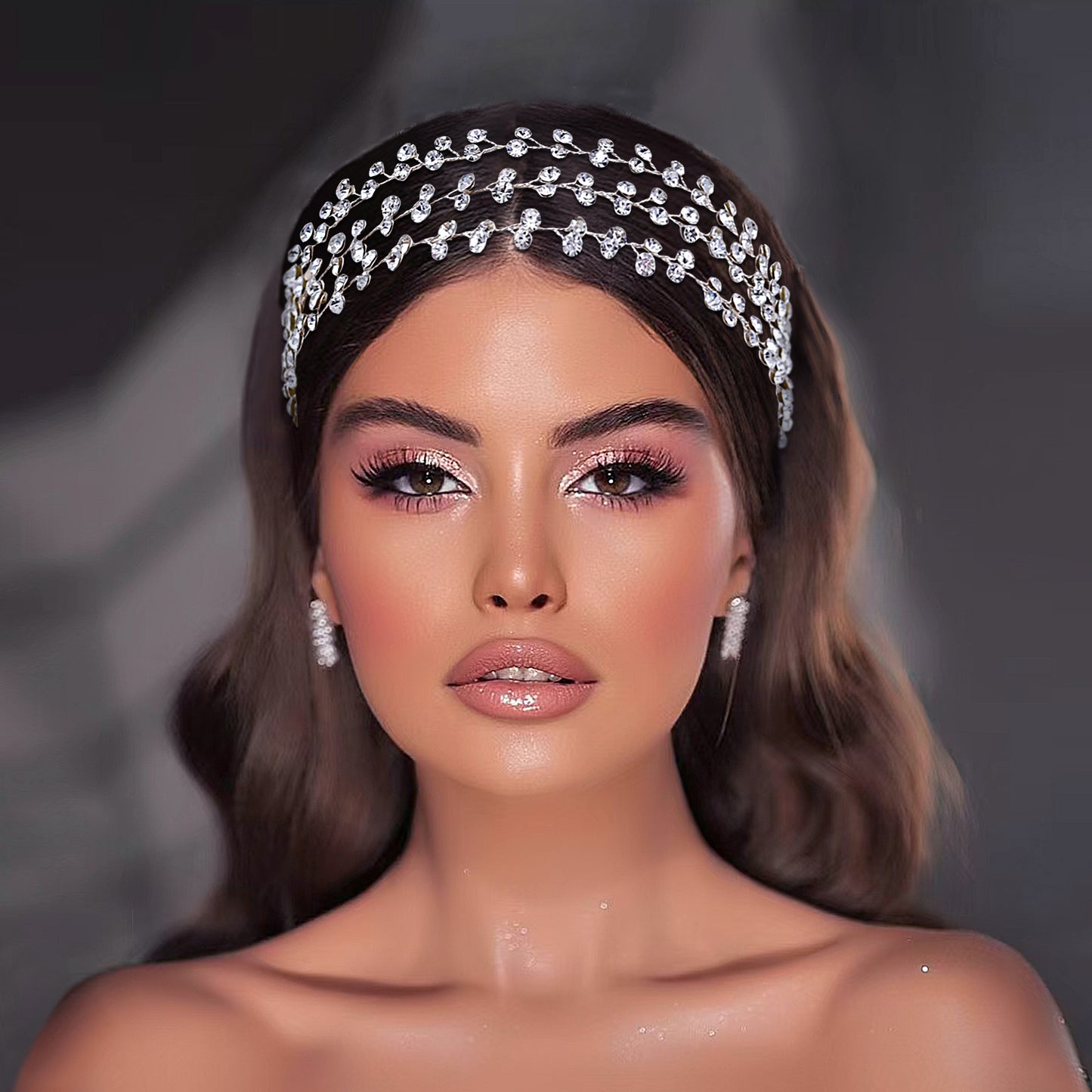 BRIDELLA BHP552 Wedding Bridal Hair Vine Headband Woman Headpiece Shiny Bride Multi-layer Headdress for Girl Bridesmaids Headband