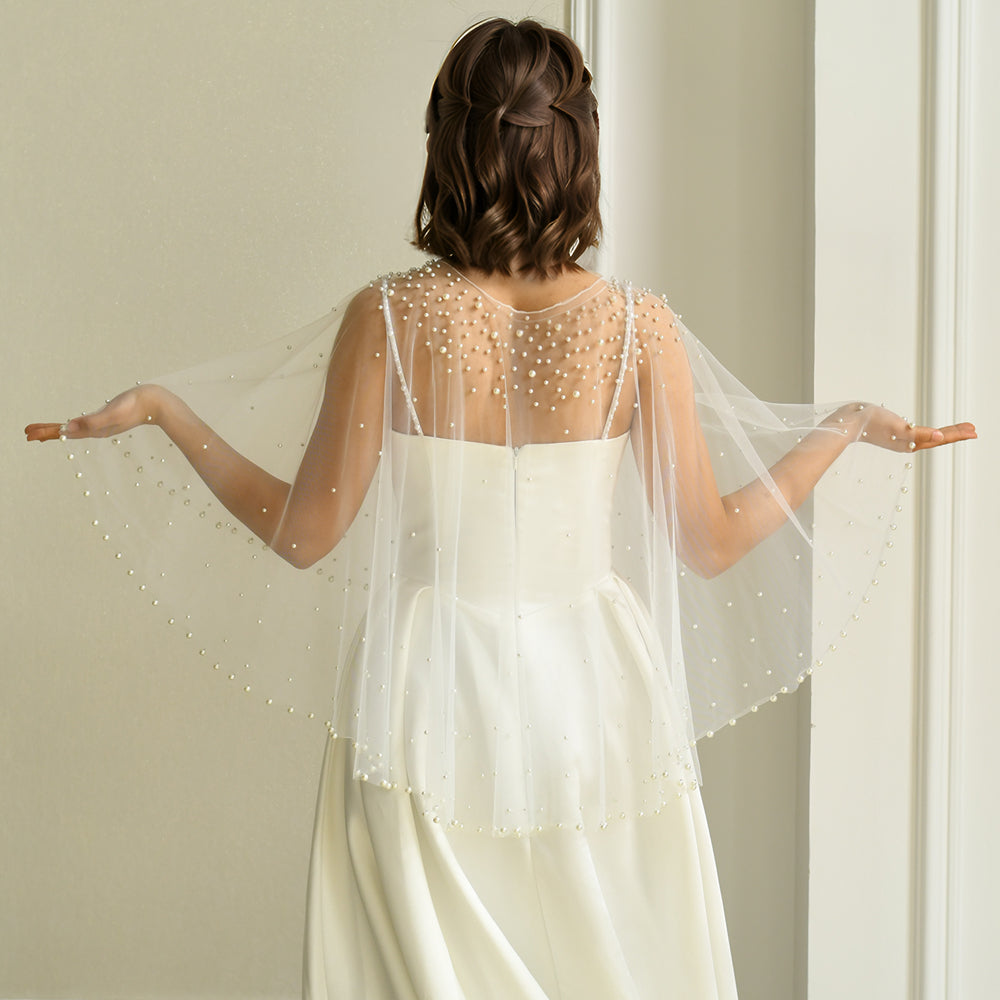 BRIDELLA BMG30 1pcs Women's Shawl Waistcoat Imitation Pearl Decoration Cover Arms Suitable For Party Evening Dress Matching