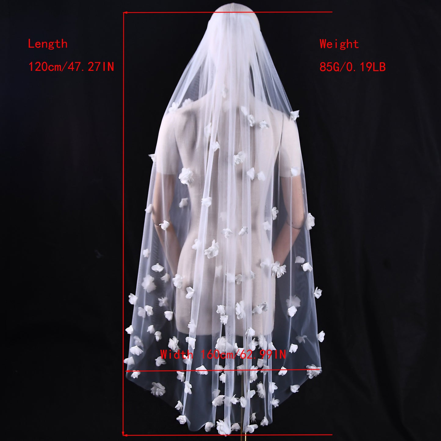 BRIDELLA BV20 Single Layer 3D Flower Veil Elegant Korean Bridal Wedding Veil Bridal Party Hair Accessories With Comb