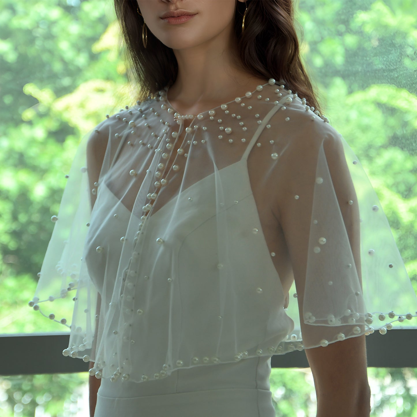 BRIDELLA BMG39 Pearl Bridal Cape Cropped Top Wedding Accessories Women's Cardigan Performance Dinner Accessories