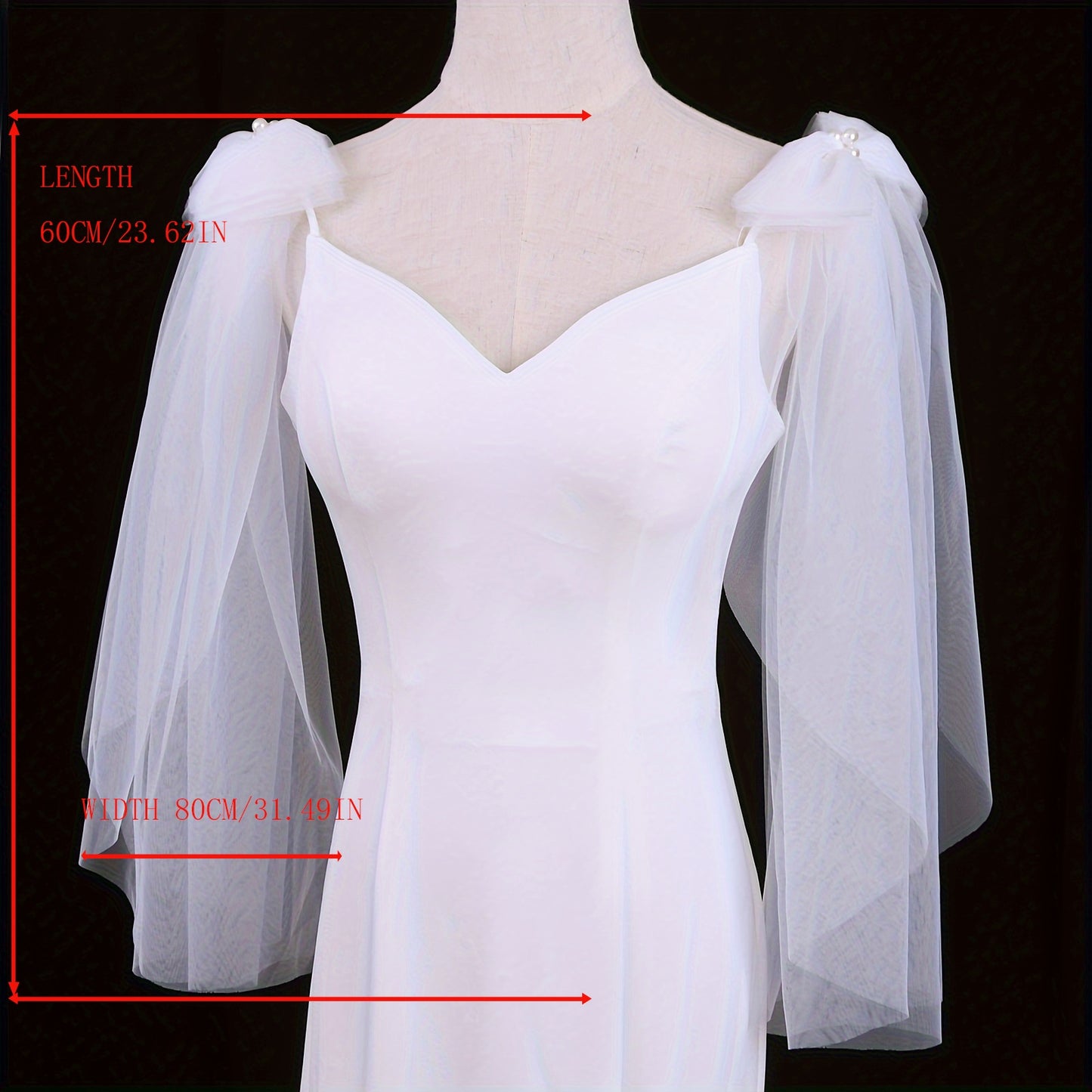 BRIDELLA BVG34 A Pair Of Bridal Wings Bow Mini Veil Wedding Shoulder Veil Decorative Shawl