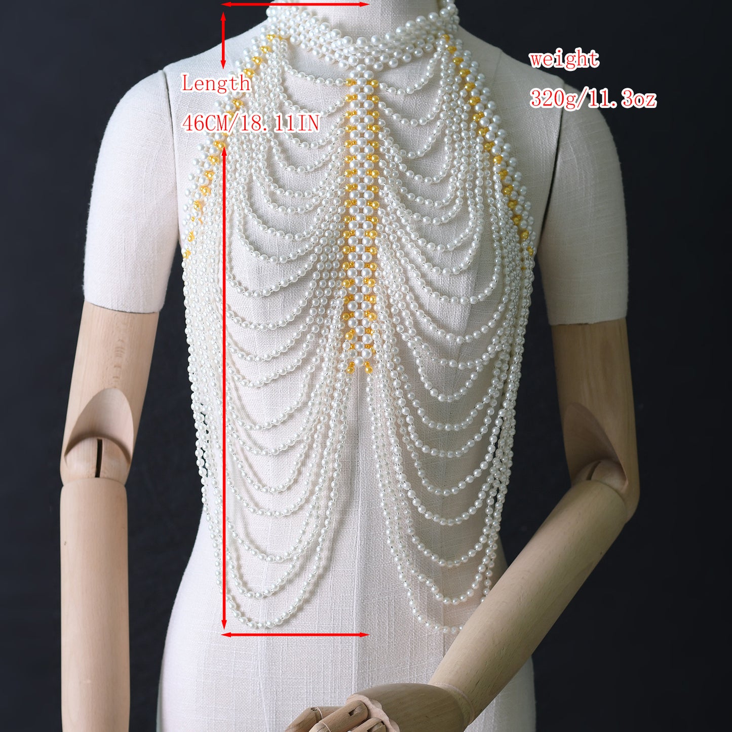 BRIDELLA BVG48 Fashionable Women's Pearl Beaded Shawl Pearl Body Chain Punk Style Bridal Wedding Party Jewelry