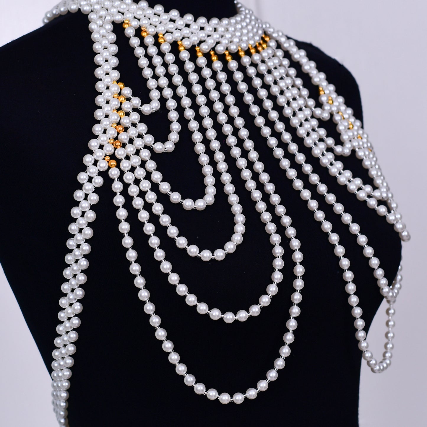 BRIDELLA BVG49 Luxury Sexy Fitted Jewelry Bridal Multi-Layer Pearl Wedding Jacket Women's Cape Top