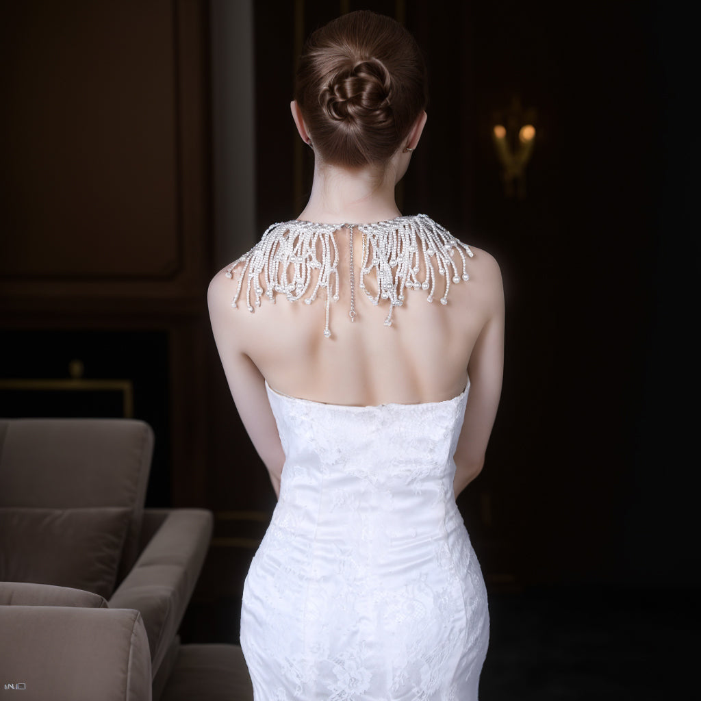 BRIDELLA BVG57 Women's Long Tassel Pearl Pendant Women's Elegant Ball Wear Jewelry High Quality Bridal Wedding Accessories