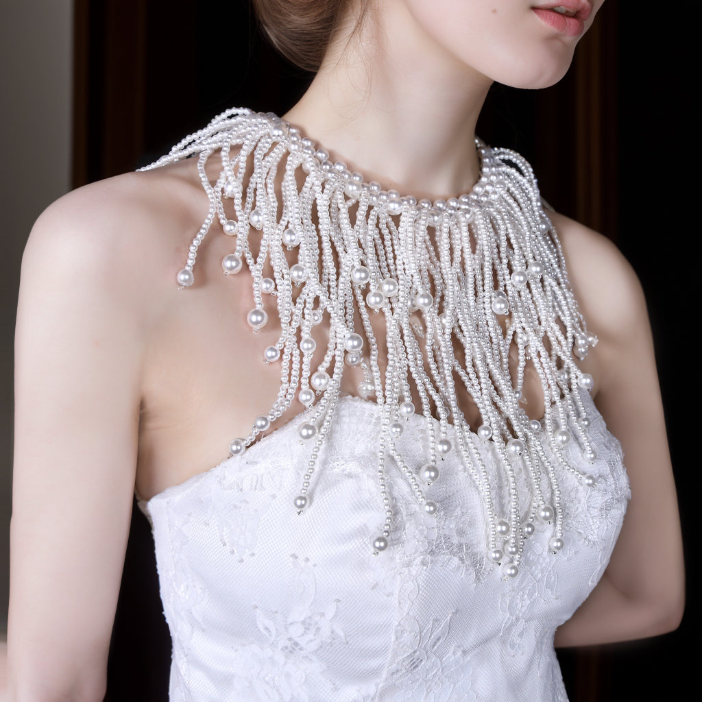 BRIDELLA BVG57 Women's Long Tassel Pearl Pendant Women's Elegant Ball Wear Jewelry High Quality Bridal Wedding Accessories