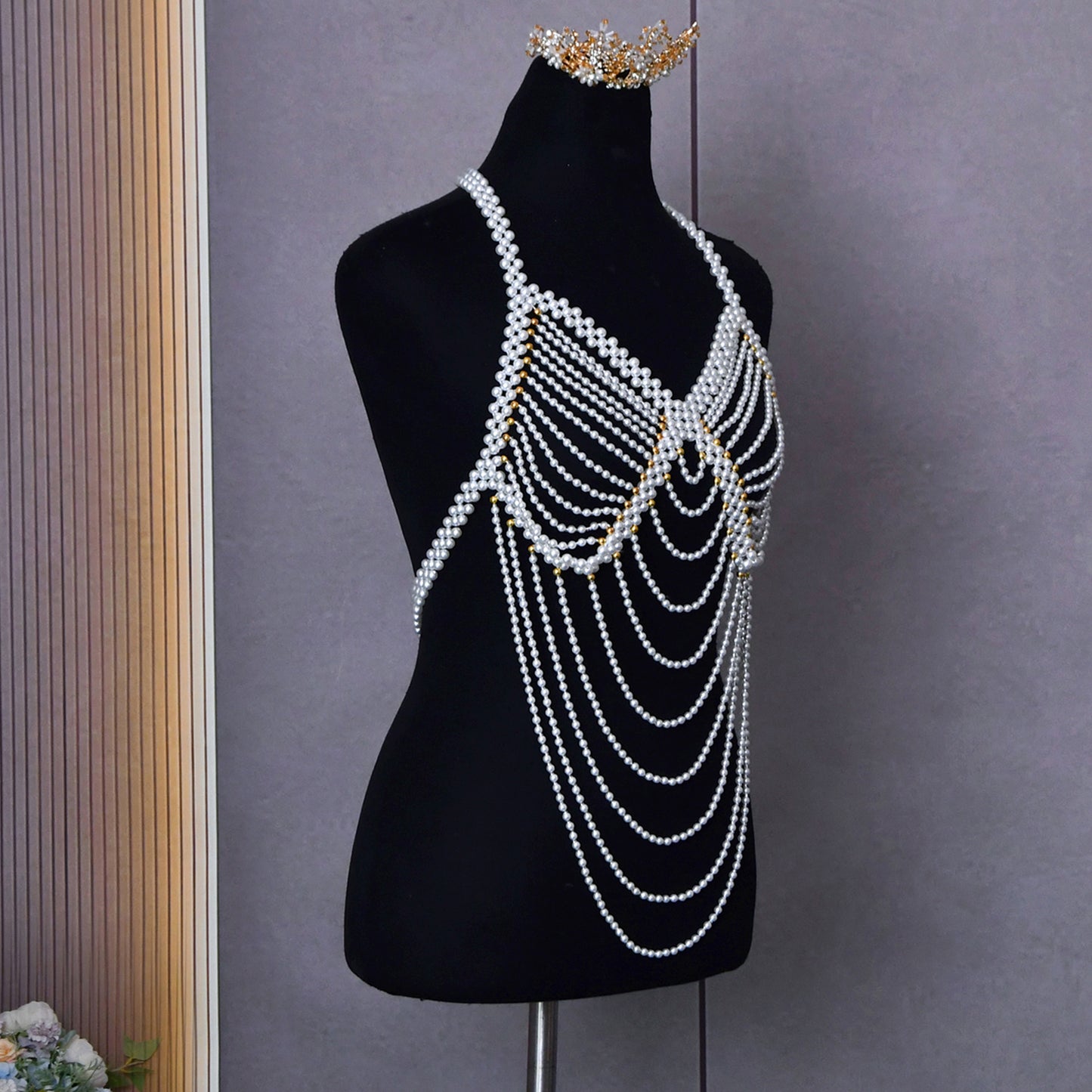 BRIDELLA BVG58 Exquisite Women's Handmade Beaded Tassel Shawl Bridal Wedding Party Decoration Removable