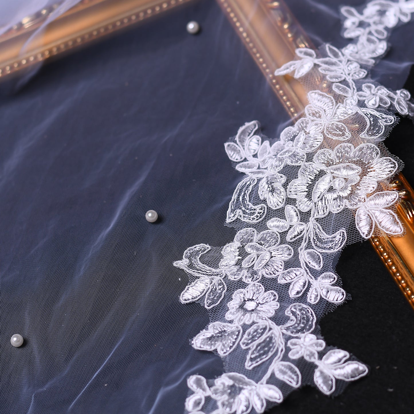 BRIDELLA BVG59 Women's Dress Shawl Hand Embroidered Pearl Tail Long Shawl Bridal Wedding Cape