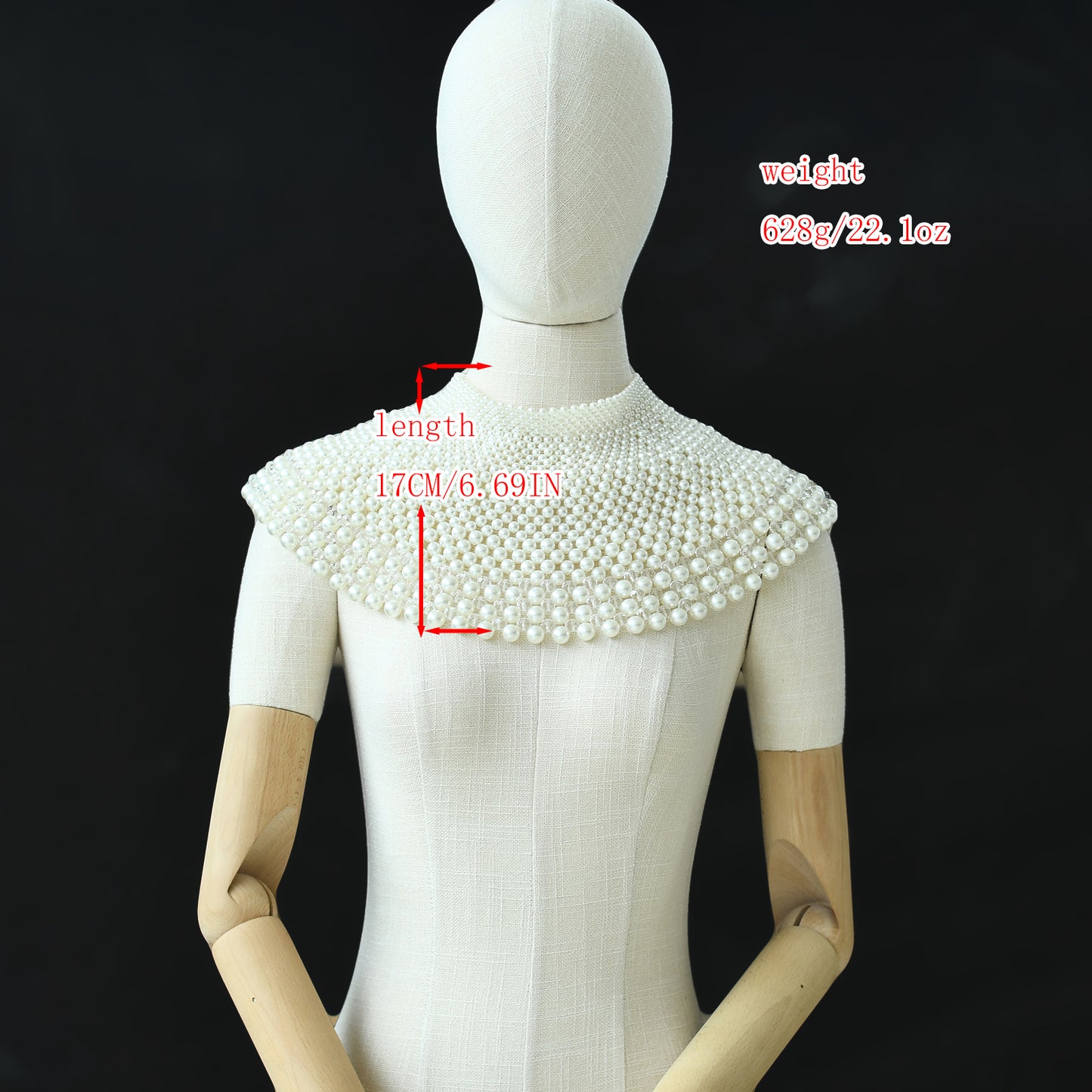 BRIDELLA BVG68 Fashion Pearl Beaded Wedding Shawl Women's Necklace Cropped Top Wedding DIY Jacket