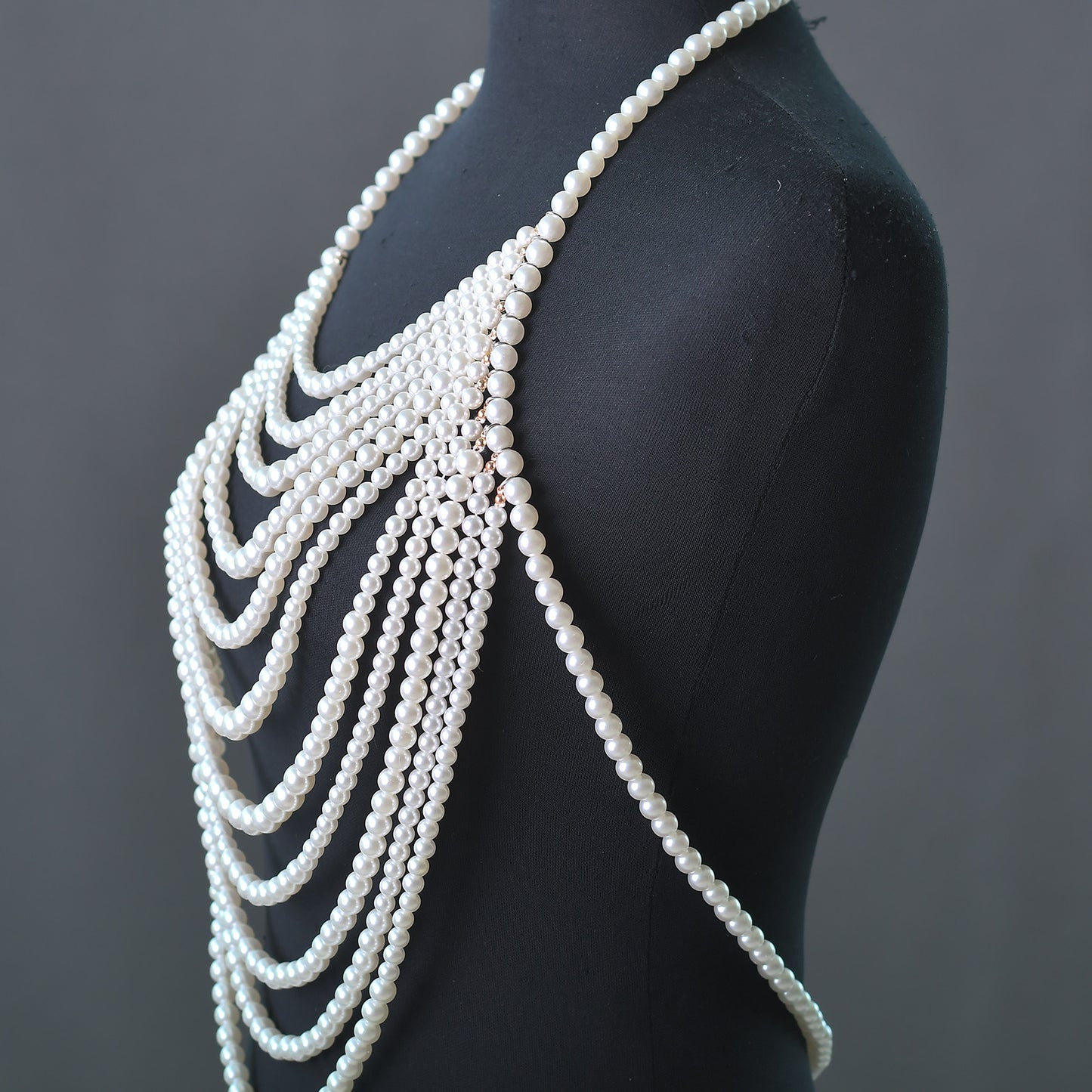 BRIDELLA BVG69 Fashion Pearl Beaded Wedding Shawl Women's Necklace Cropped Top Wedding DIY Jacket