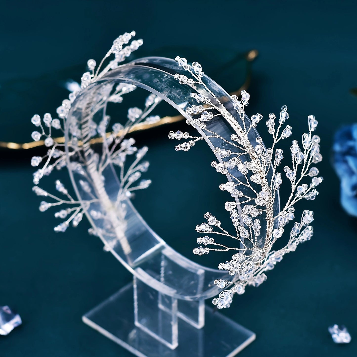BRIDELLA BHP595 Crystal Bridal Headdress Beaded Headband Wedding Hair Accessories Bride Headdress Women Hairbands for Party