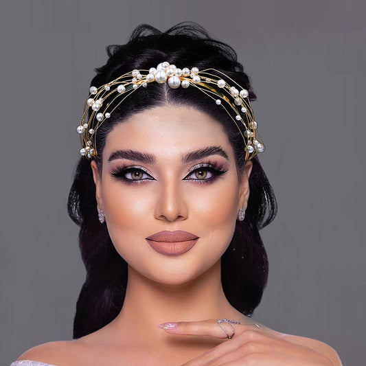 BHP609 gold pearl headband