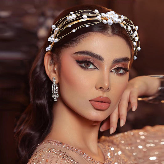 BHP609 gold pearl headband