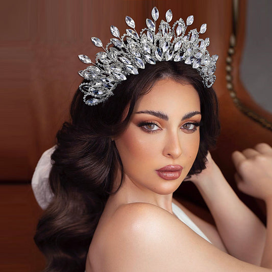 BHP616-S silver rhinestone crown