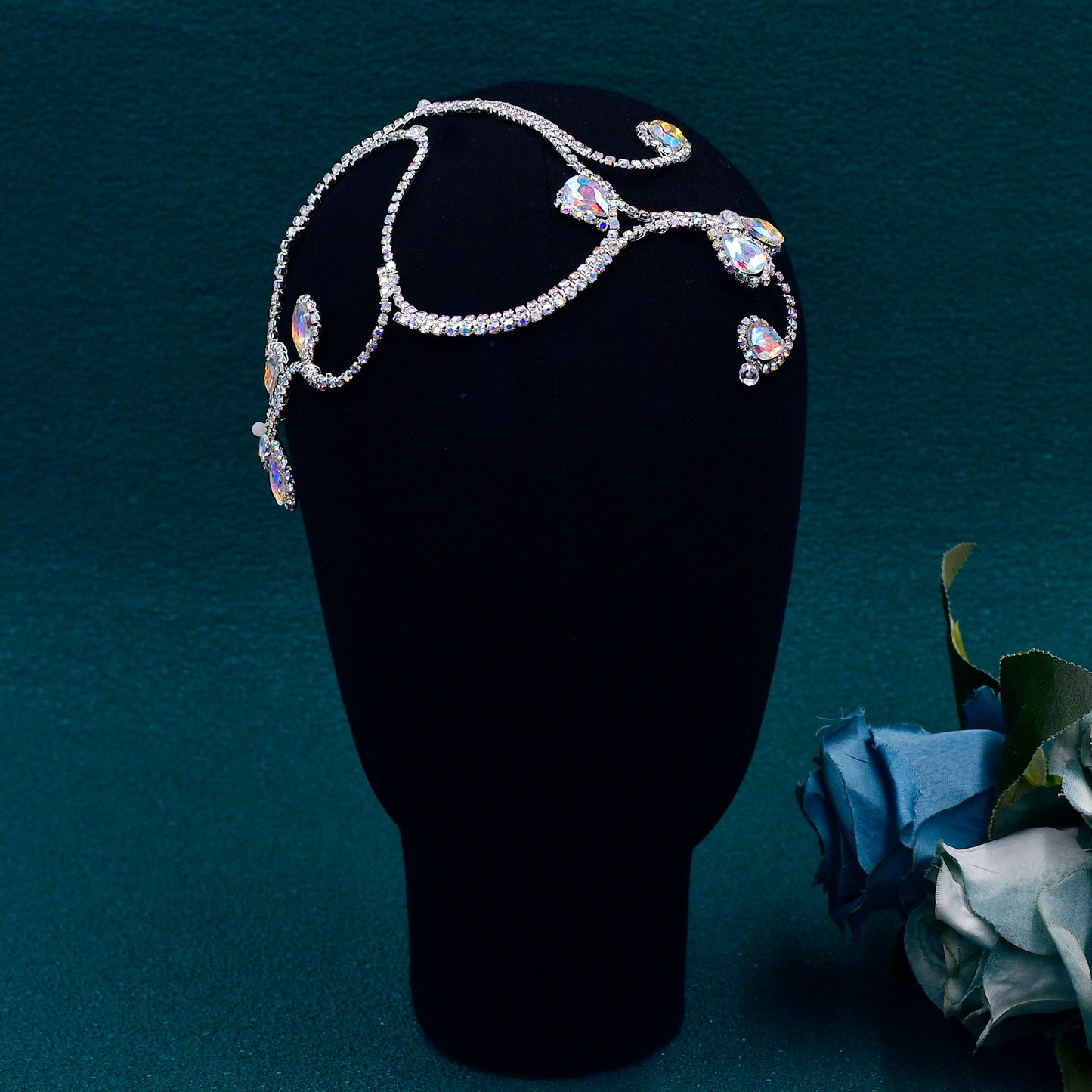 BRIDELLA BHP682 Bride Geometric Shape Headwear Colorful Rhinestone Wedding Headband Hair Accessories Woman Elegant Party Tiara
