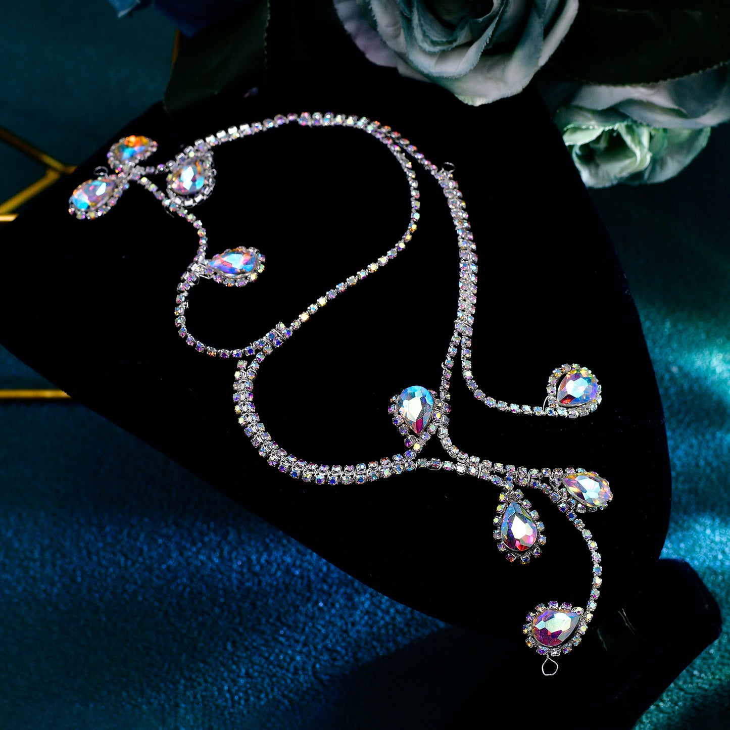 BRIDELLA BHP682 Bride Geometric Shape Headwear Colorful Rhinestone Wedding Headband Hair Accessories Woman Elegant Party Tiara