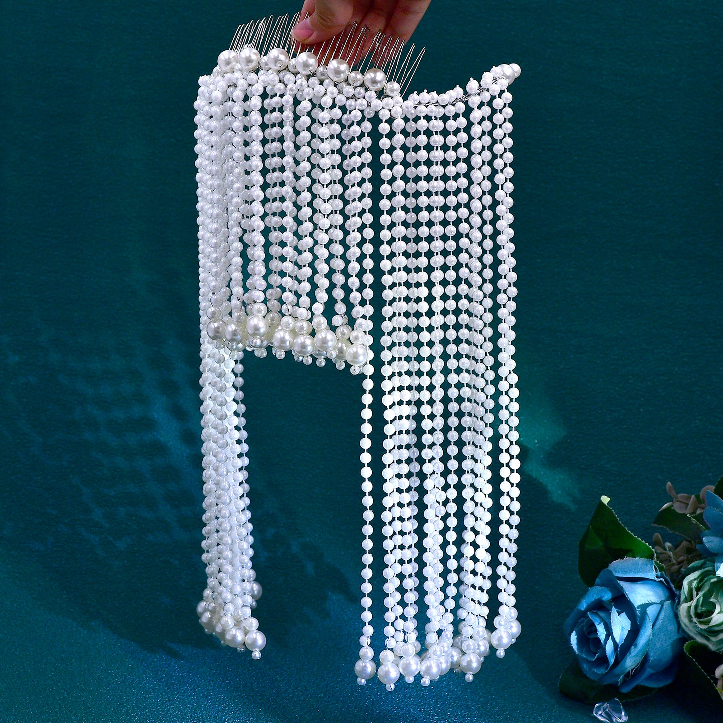 BRIDELLA BHP751 Fashion Pearl Tassel Headpiece Wedding Hair Accessories Jewelry Elegant Bridal Head Chain Women Prom Headband