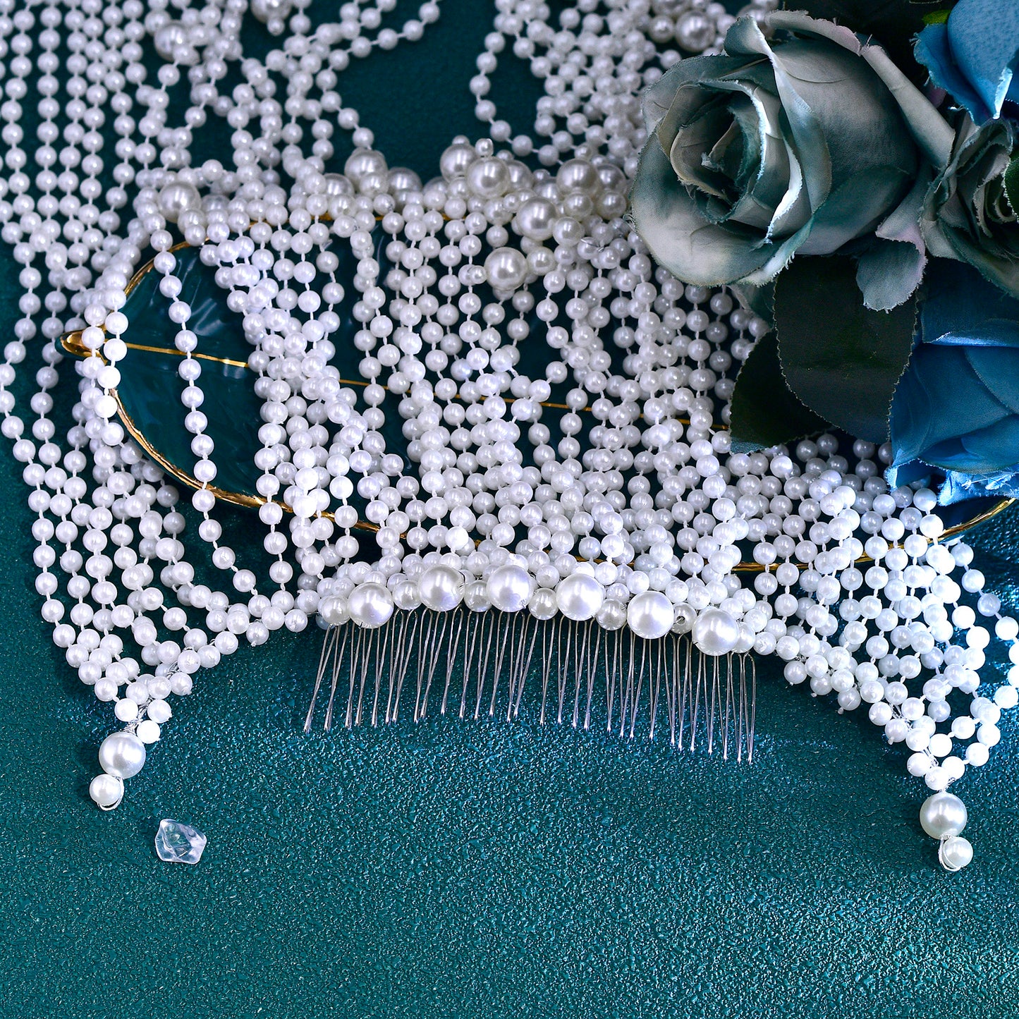 BRIDELLA BHP751 Fashion Pearl Tassel Headpiece Wedding Hair Accessories Jewelry Elegant Bridal Head Chain Women Prom Headband