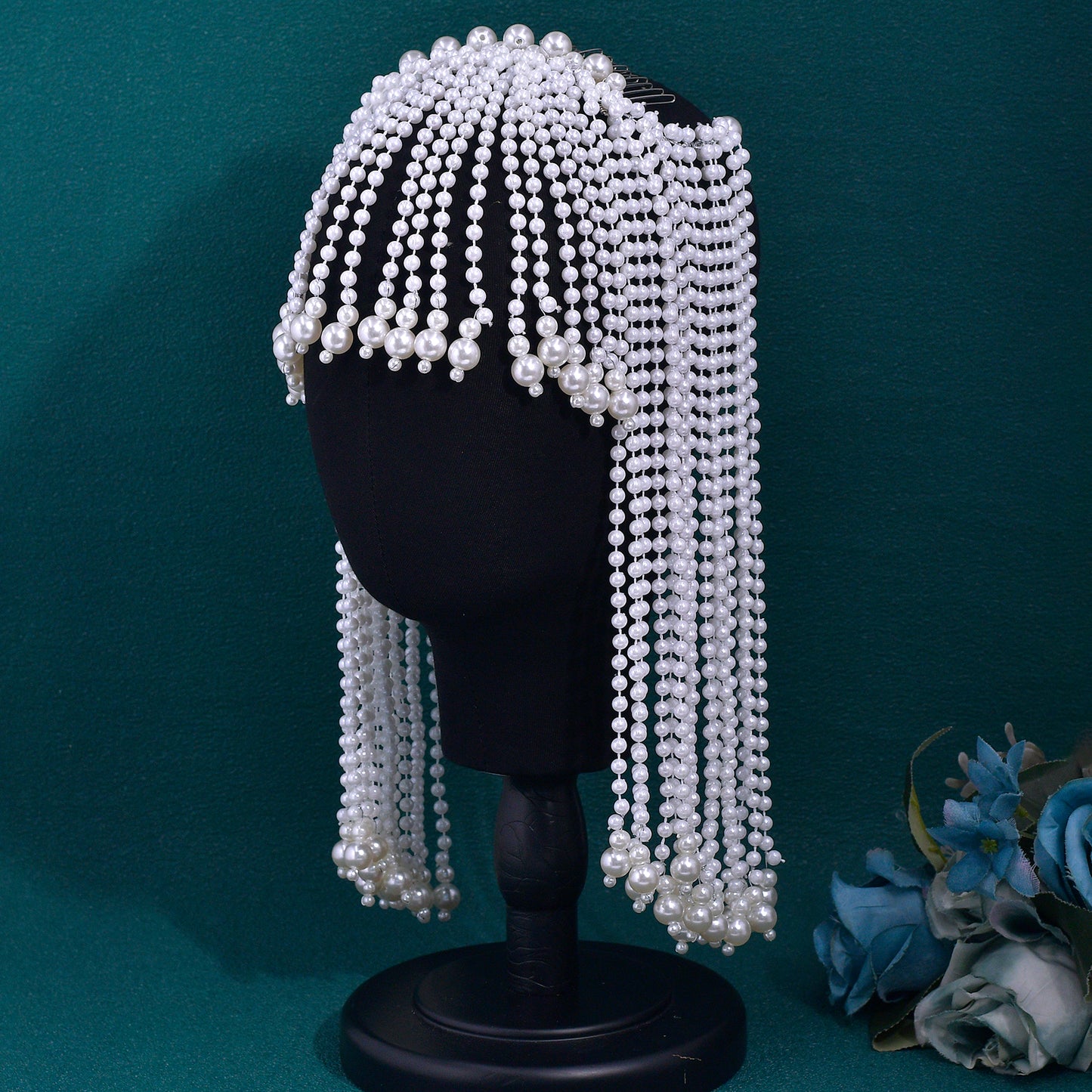 BRIDELLA BHP751 Fashion Pearl Tassel Headpiece Wedding Hair Accessories Jewelry Elegant Bridal Head Chain Women Prom Headband