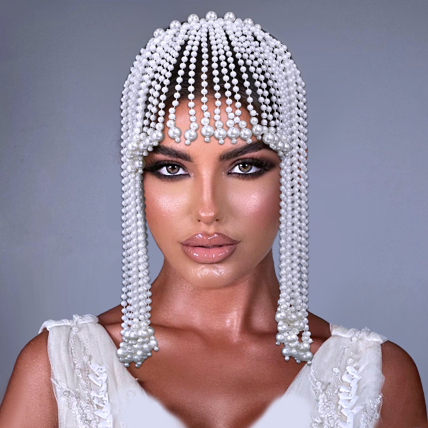 BRIDELLA BHP751 Fashion Pearl Tassel Headpiece Wedding Hair Accessories Jewelry Elegant Bridal Head Chain Women Prom Headband