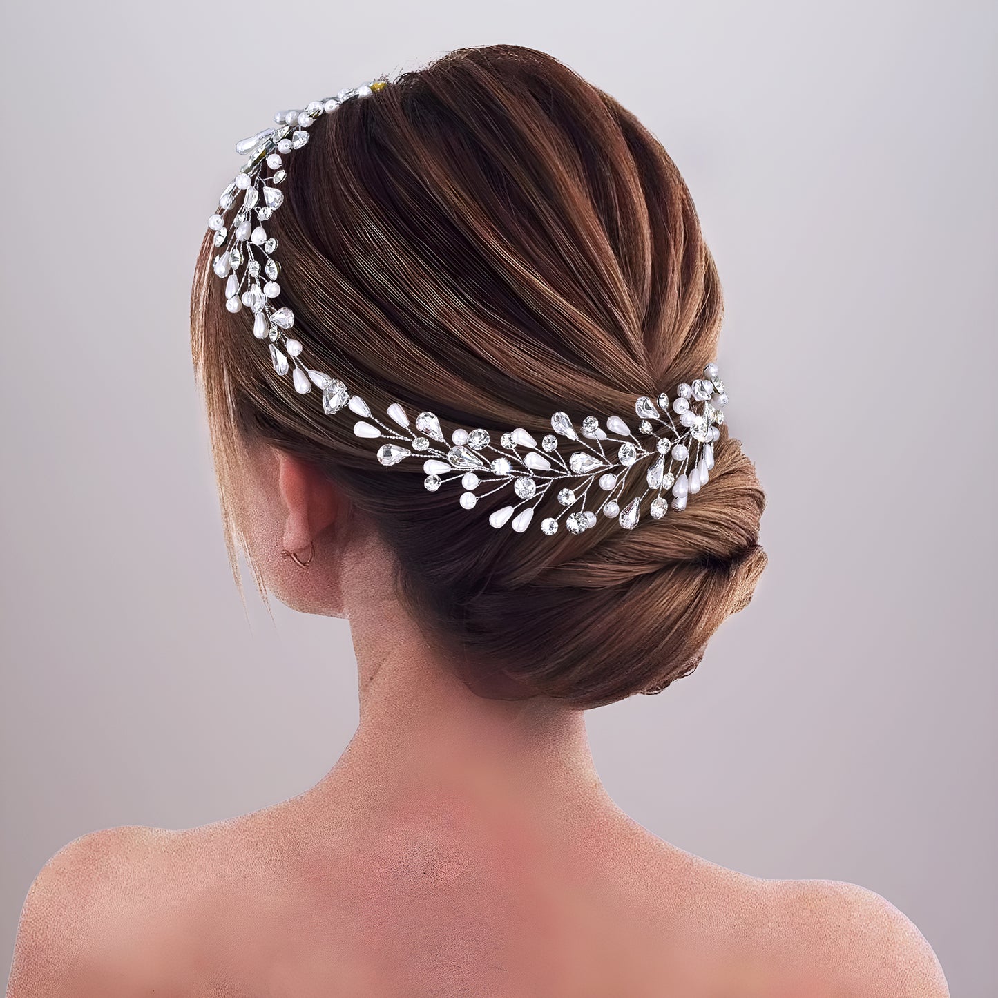 BRIDELLA BHP835 Artificial Pearl Foreband Head Jewelry Rhinestone Wedding Headband Bride Headpieces Female Design Bride Headwear