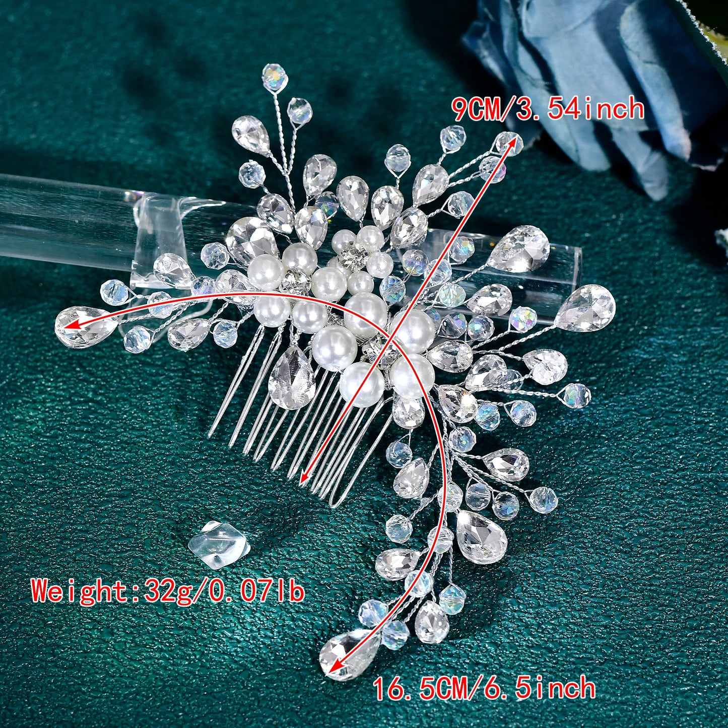 BRIDELLA BHP850 Rhinestone Hair Comb Handmade Wedding Hair Accessories Bride Pearl Headdress Bridesmaid Crystal Headwear