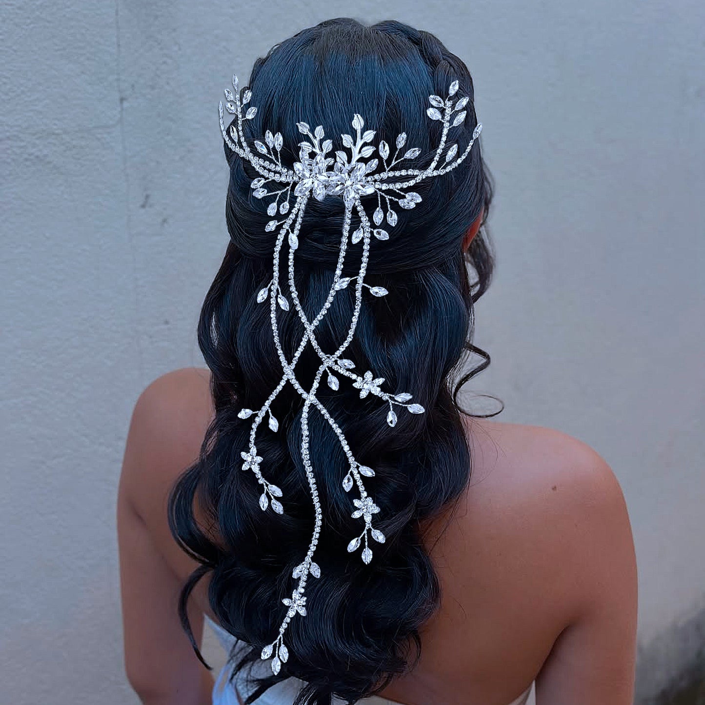 BRIDELLA BHP873 Bridal Rhinestone Hair Comb Wedding Fashion Hair Accessories Banquet Party Headwear Alloy Leaf Bride Headdress