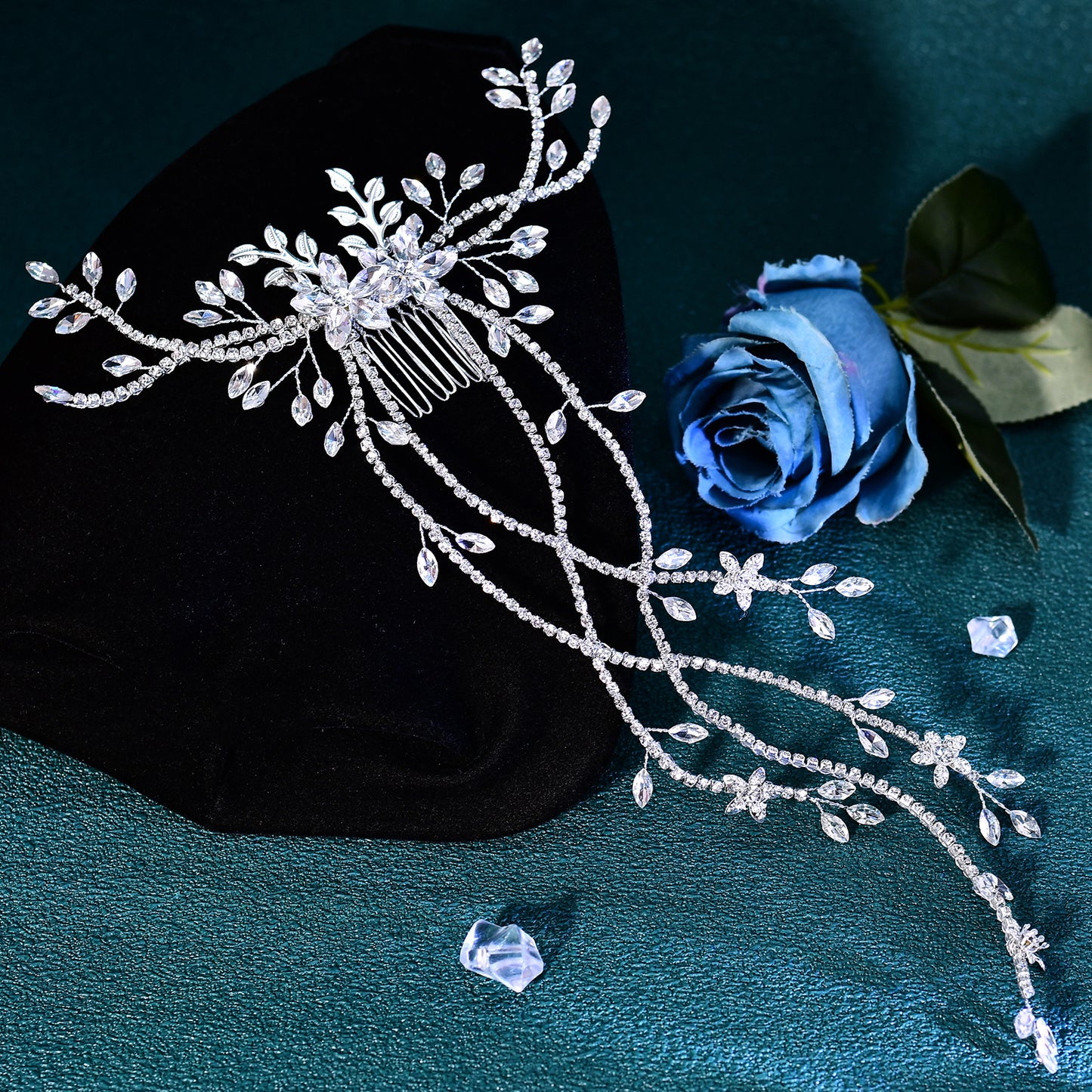 BRIDELLA BHP873 Bridal Rhinestone Hair Comb Wedding Fashion Hair Accessories Banquet Party Headwear Alloy Leaf Bride Headdress